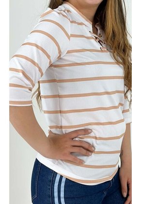 Camiseta Para Mujer Manga 3/4 Beige Marca L&H