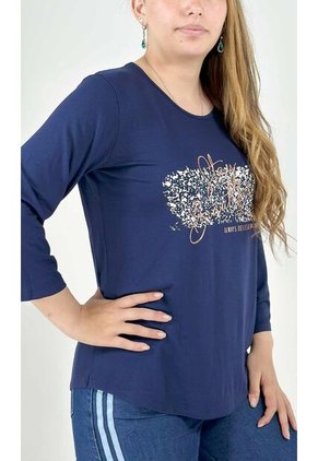 Camiseta Para Mujer Manga 3/4 Azul Marca L&H