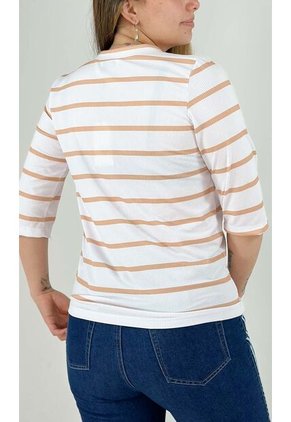 Camiseta Para Mujer Manga 3/4 Beige Marca L&H
