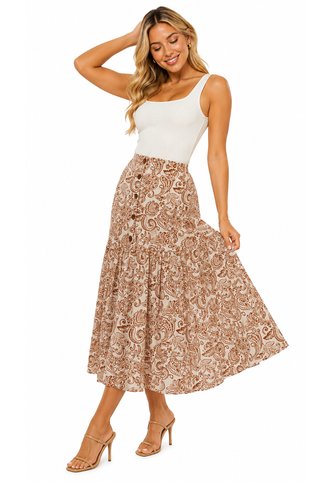 Falda Para Mujer  Terracota Marca L&H Ref. 1F414046 L&H