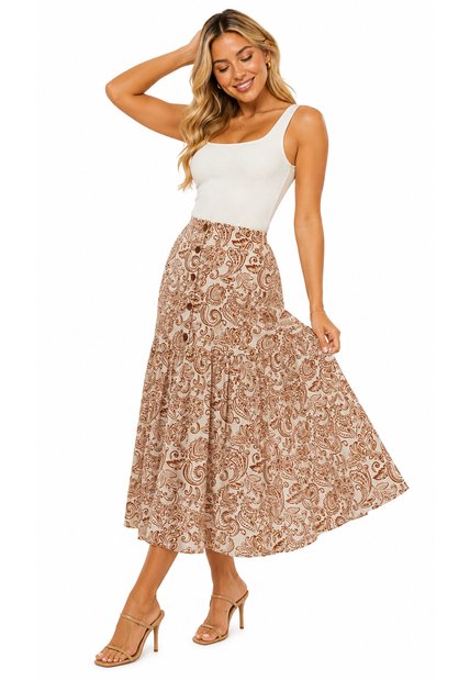 Falda Para Mujer  Terracota Marca L&H Ref. 1F414046