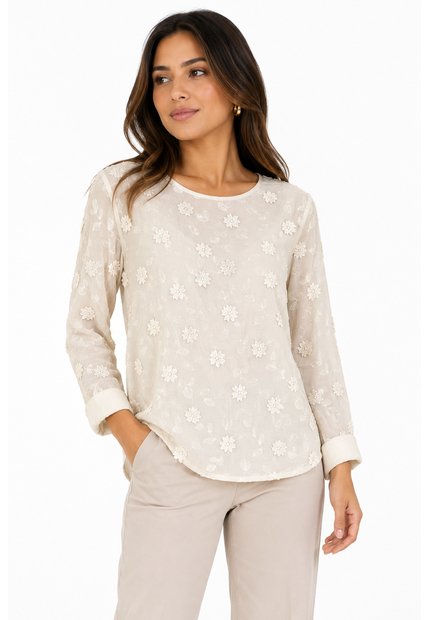 Blusa Para Mujer Manga 3/4 Beige Marca L&H Ref. 1F412746