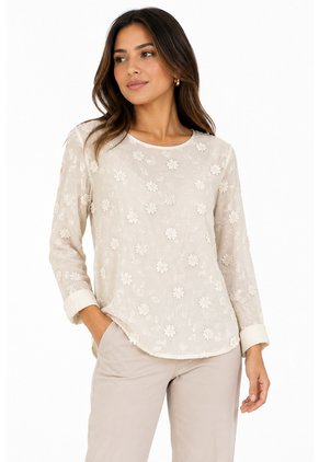 Blusa Para Mujer Manga 3/4 Beige Marca L&H Ref. 1F412746