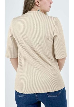 Camiseta Para Mujer Manga 3/4 Beige Marca L&H