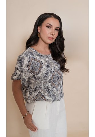 Blusa Para Mujer Manga Corta Azul Marca L&H Ref. 1F421001 L&H