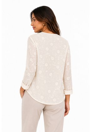Blusa Para Mujer Manga 3/4 Beige Marca L&H Ref. 1F412746
