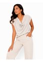 Blusa Para Mujer Manga Corta Beige Marca L&H Ref. 1F412743 de L&H