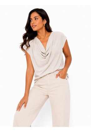 Blusa Para Mujer Manga Corta Beige Marca L&H Ref. 1F412743