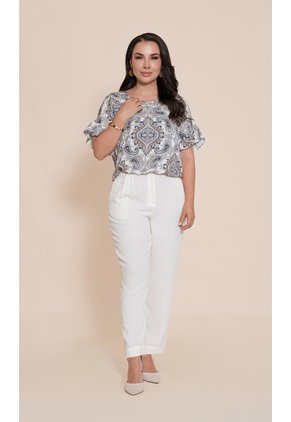 Blusa Para Mujer Manga Corta Azul Marca L&H Ref. 1F421001
