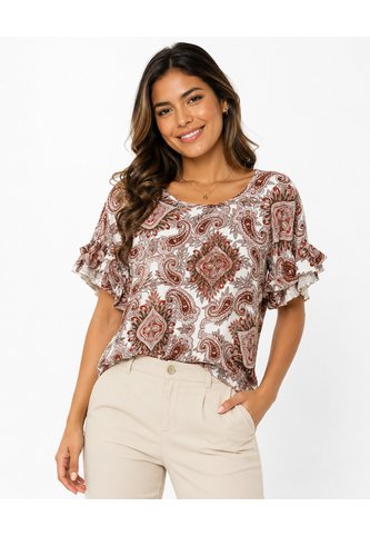 Blusa Para Mujer Manga Corta Terracota Marca L&H Ref. 1F421001 L&H