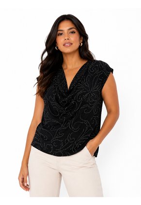Blusa Para Mujer Manga Corta Negro Marca L&H Ref. 1F412743