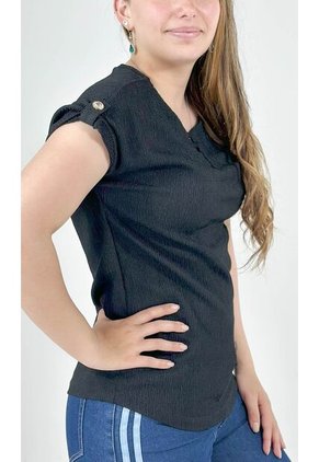 Camiseta Para Mujer Manga Corta Negro Marca L&H