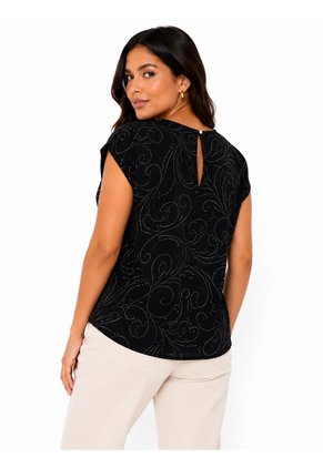Blusa Para Mujer Manga Corta Negro Marca L&H Ref. 1F412743