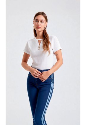 Camiseta Para Mujer Manga Corta Blanco Marca L&H