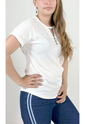 Camiseta Para Mujer Manga Corta Blanco Marca L&H