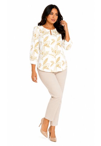 Blusa Para Mujer Manga 3/4 Blanco Marca L&H Ref. 1F412741 L&H