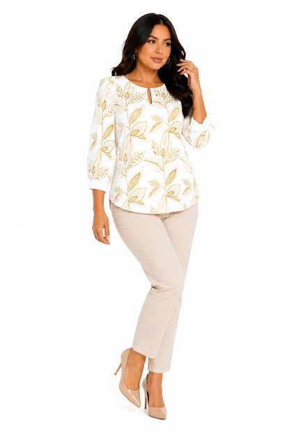 Blusa Para Mujer Manga 3/4 Blanco Marca L&H Ref. 1F412741