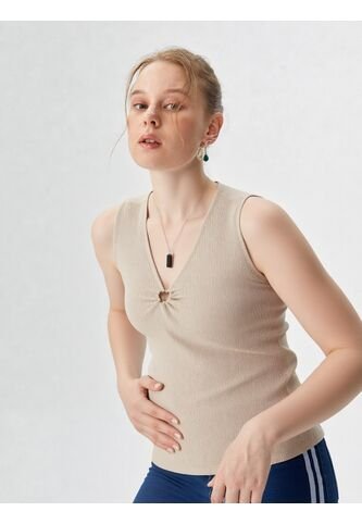 Camiseta Para Mujer Manga Sisa Beige Marca L&H L&H