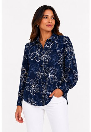 Blusa Para Mujer Manga Larga Azul Marca L&H Ref. 1F412738