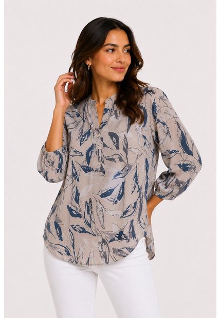 Blusa Para Mujer Manga 3/4 Azul Marca L&H Ref. 1F412731