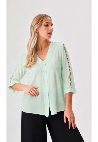 Blusa Para Mujer Manga 3/4 Verde Marca L&H Ref. 1F412665 L&H