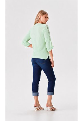 Blusa Para Mujer Manga 3/4 Verde Marca L&H Ref. 1F412665