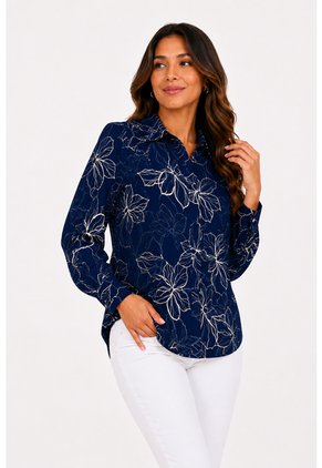 Blusa Para Mujer Manga Larga Azul Marca L&H Ref. 1F412738