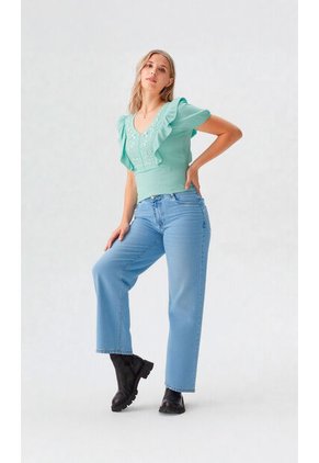 Blusa Para Mujer Manga Corta Verde Marca L&H Ref. 1F412667