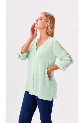 Blusa Para Mujer Manga 3/4 Verde Marca L&H Ref. 1F412665