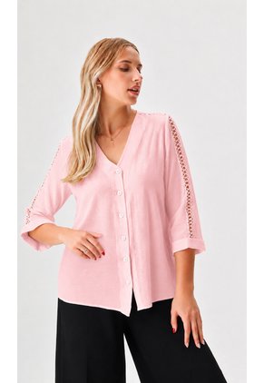 Blusa Para Mujer Manga 3/4 Rosado Marca L&H Ref. 1F412665