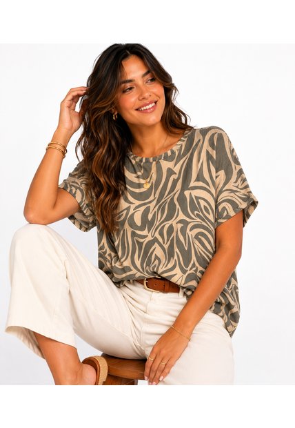 Camiseta Para Mujer Manga 3/4 Verde Marca L&H Ref. 1F409571