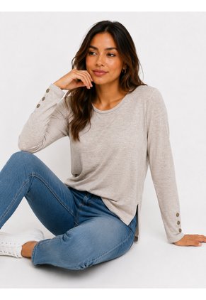 Camiseta Para Mujer Manga Larga Beige Marca L&H Ref. 1F409581