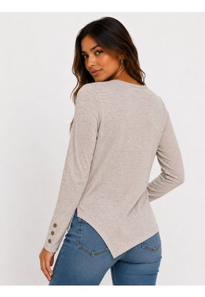 Camiseta Para Mujer Manga Larga Beige Marca L&H Ref. 1F409581