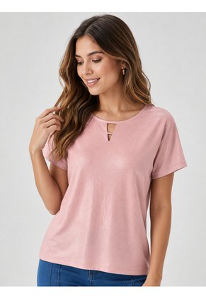 Camiseta Para Mujer Manga Corta Rosado Marca L&H Ref. 1F409568