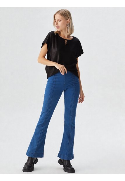 Camiseta Para Mujer Manga Corta Negro Marca L&H Ref. 1F409568
