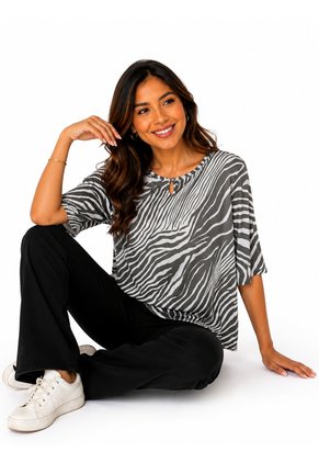 Camiseta Para Mujer Manga 3/4 Negro Marca L&H Ref. 1F409569