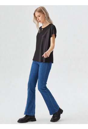 Camiseta Para Mujer Manga Corta Negro Marca L&H Ref. 1F409568
