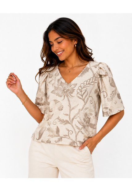 Camiseta Para Mujer  Beige Marca L&H Ref. 1F409567