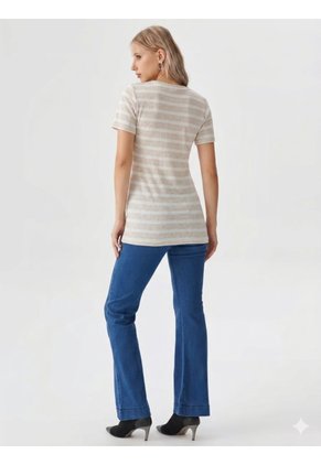 Camiseta Para Mujer Manga Corta Beige Marca L&H Ref. 1F409565