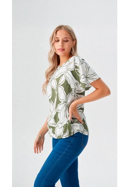 Camiseta Para Mujer Manga Corta Verde Marca L&H Ref. 1F409524