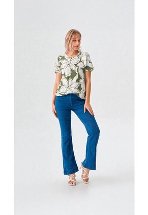 Camiseta Para Mujer Manga Corta Verde Marca L&H Ref. 1F409524