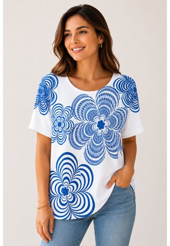 Camiseta Para Mujer Manga Corta Blanco Marca L&H Ref. 1F409505 L&H