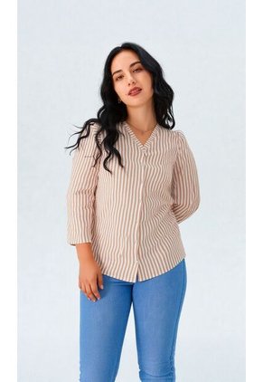 Blusa Para Mujer Manga 3/4 Taupe Marca L&H Ref. 5P412248