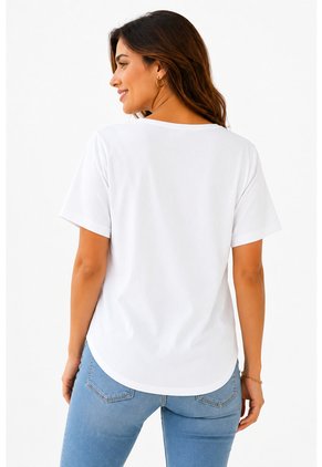 Camiseta Para Mujer Manga Corta Blanco Marca L&H Ref. 1F409505