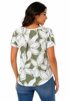 Camiseta Para Mujer Manga Corta Verde Marca L&H Ref. 1F409524