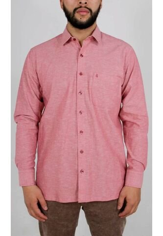 Guayabera Para Hombre Manga Larga Rojo Marca L&H L&H