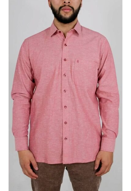 Guayabera Para Hombre Manga Larga Rojo Marca L&H