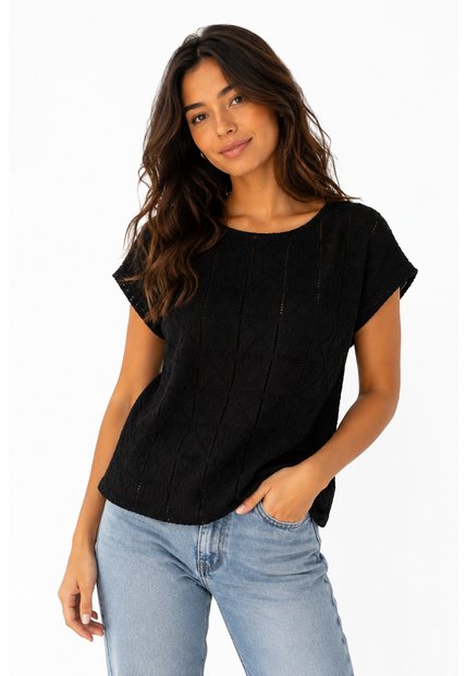Camiseta Para Mujer Manga Corta Negro Marca L&H Ref. 5P409044