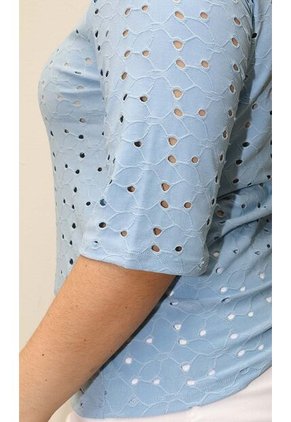 Camiseta Para Mujer. Manga 3/4 Azul Marca L&H