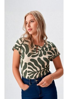 Camiseta Para Mujer Manga Corta Verde Marca L&H Ref. 1F409538